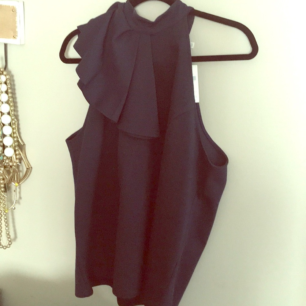 Navy blue statement top from Anthropologie